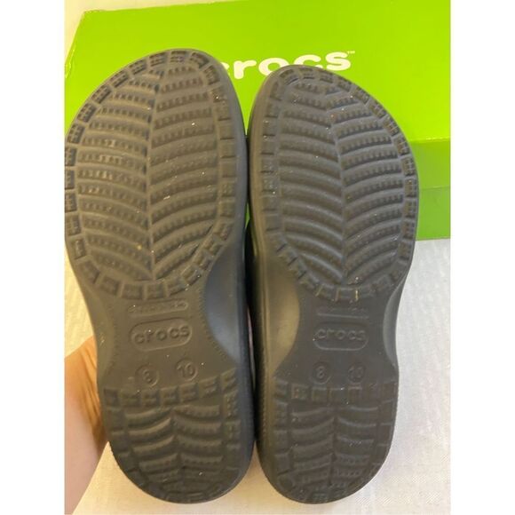 Crocs Baya black flip flops size W10 M8 excellent - Picture 3 of 4